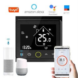 Termostat Tuya / Smart Life - podlahové kúrenie, čierna, GoogleHome, Alexa